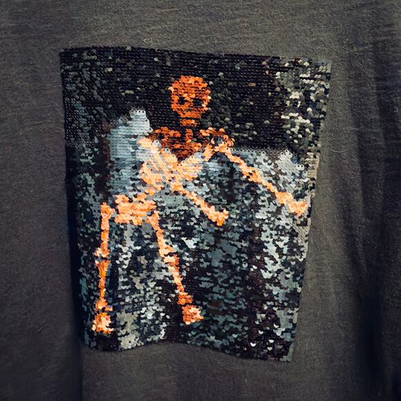 HP! Gap Kids Girls Sequin Skeleton Flip Shirt (L) - Picture 3 of 6